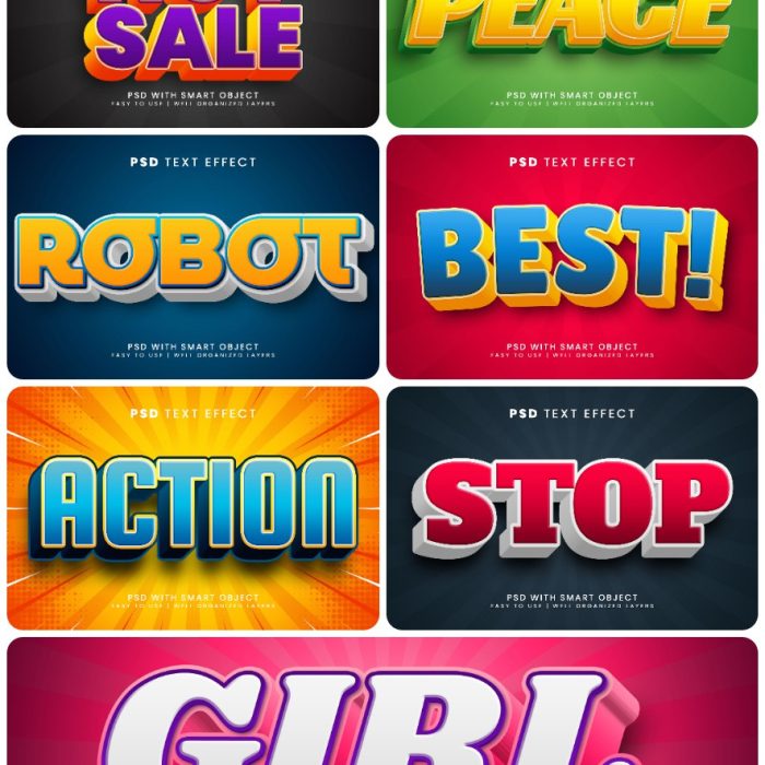 [3D样式][插件发布]3D文字效果PSD格式PS样式集 vol 82 Psd text effect set vol 82