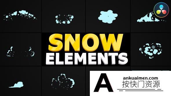 [DaVinci Resolve模板][教程发布]手绘的雪花冬季主题元素包达芬奇模板 Snow Blasts | DaVinci Resolve