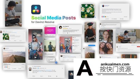 [DaVinci Resolve模板][教程发布]社交媒体帖子展示Davinci Resolve模板 Social Media Posts for Davinci Resolve