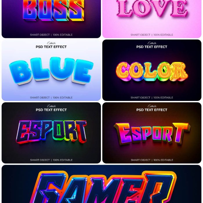 [3D样式][插件发布]3D文字效果PSD格式PS样式集 vol 68 Psd text effect set vol 68