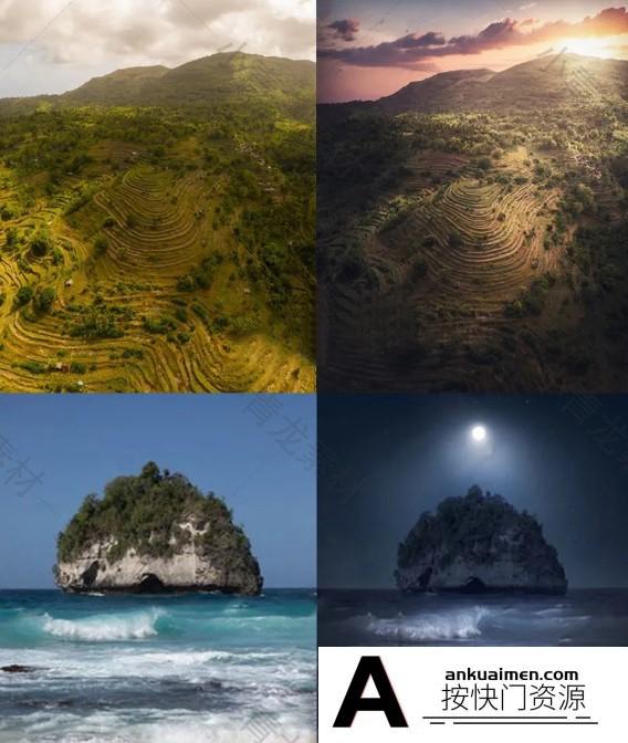 [PS其它素材]【ps笔刷】风景笔刷多套各种风景雨水水花雷电雪极光云彩气象笔刷