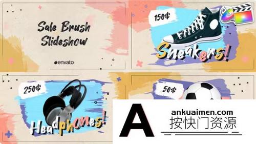 [FCPX发生器]fcpx发生器-笔触风格幻灯片模板 Sale brush slideshow 支持m1
