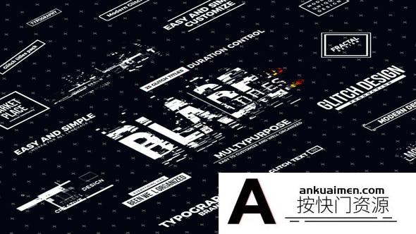 [FCPX发生器]20个故障信号干扰文字标题动画模板FCPX插件