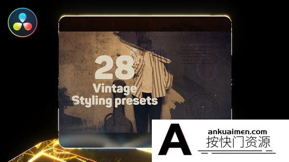 [DaVinci Resolve模板][教程发布]28组复古DaVinci Resolve视频系列预设 Vintage | Video Series