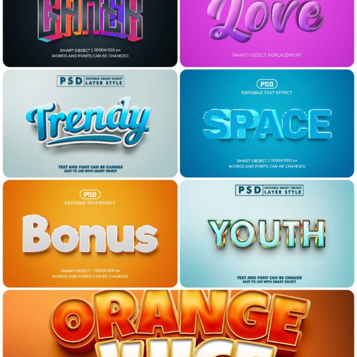 [3D样式][插件发布]3D文字效果PSD格式PS样式集 vol 44 Psd text effect set vol 44