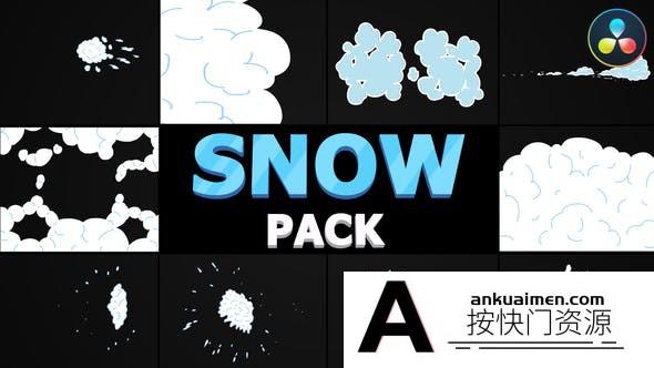 [DaVinci Resolve模板][教程发布]2D卡通雪是冬季主题中雪花雪球卡通达芬奇模板 2D Cartoon Snow
