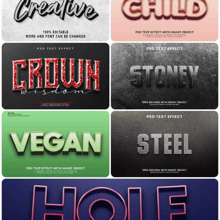 [3D样式][插件发布]3D文字效果PSD格式PS样式集 vol 77 Psd text effect set vol 77