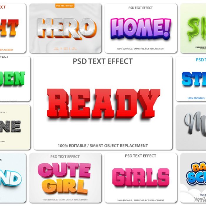 [3D样式][插件发布]Psd 3D文字效果PS样式集 vol 5 Psd text effect set vol 5