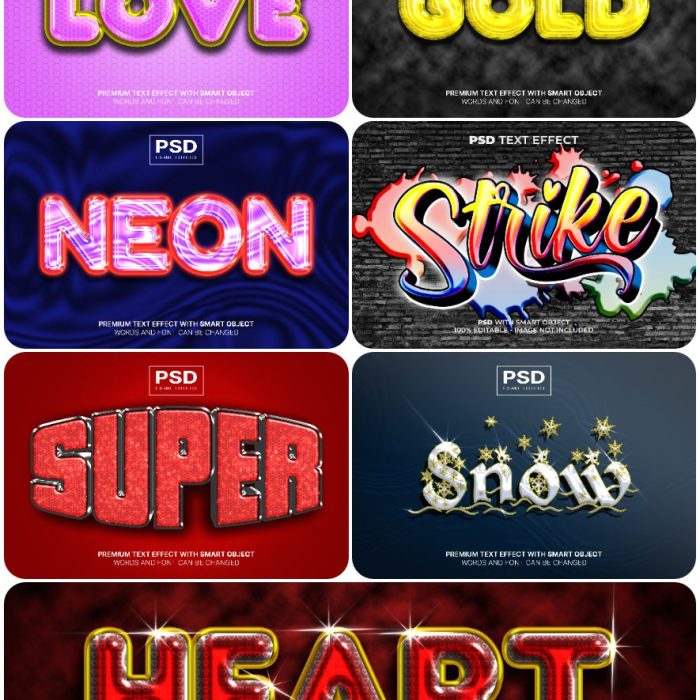 [3D样式][插件发布]3D文字效果PSD格式PS样式集 vol 114 Psd text effect set vol 114