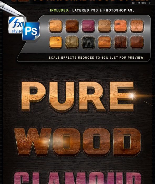 [纹理样式][插件发布]12种专业外观的Photoshop天然木纹样式