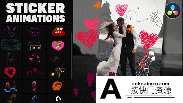 [DaVinci Resolve模板][教程发布]手绘婚礼动画贴纸包达芬奇模板 Love Lyric Animations 02