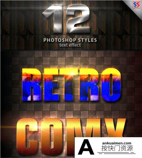 [金属样式][插件发布]12个金属光效文本PS样式第23季 12 Light Photoshop text Effect vol 23