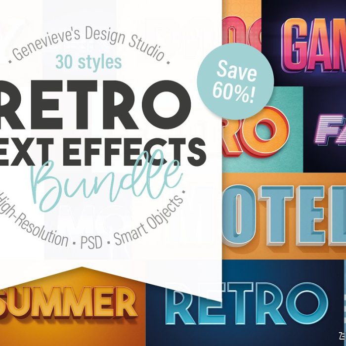 [3D样式][插件发布]复古文本样式大合集(PSD格式) Retro Text-Effects -The Big Bundle