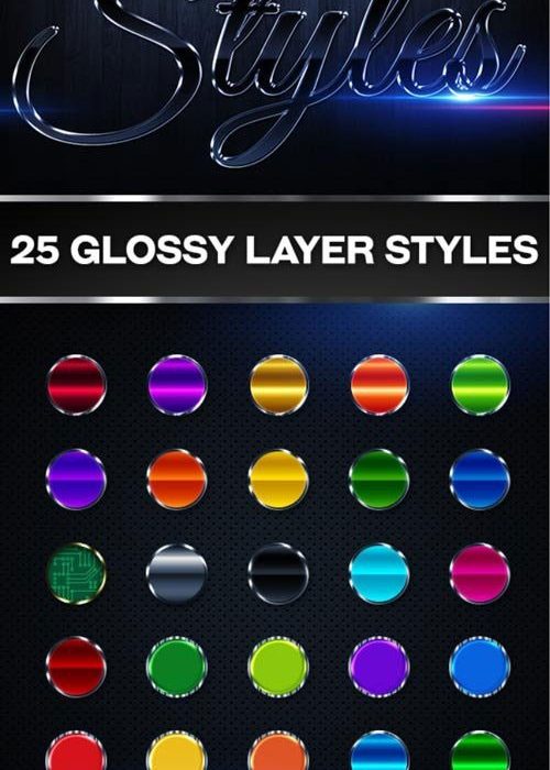 [字体样式][插件发布]Photoshop光泽文本样式 25种光泽款式 PS Glossy Styles