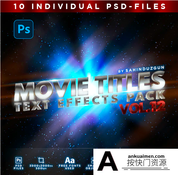[3D样式][插件发布]电影标题文字3D立体字效果样式/模型 MOVIE TITLES – Vol.12
