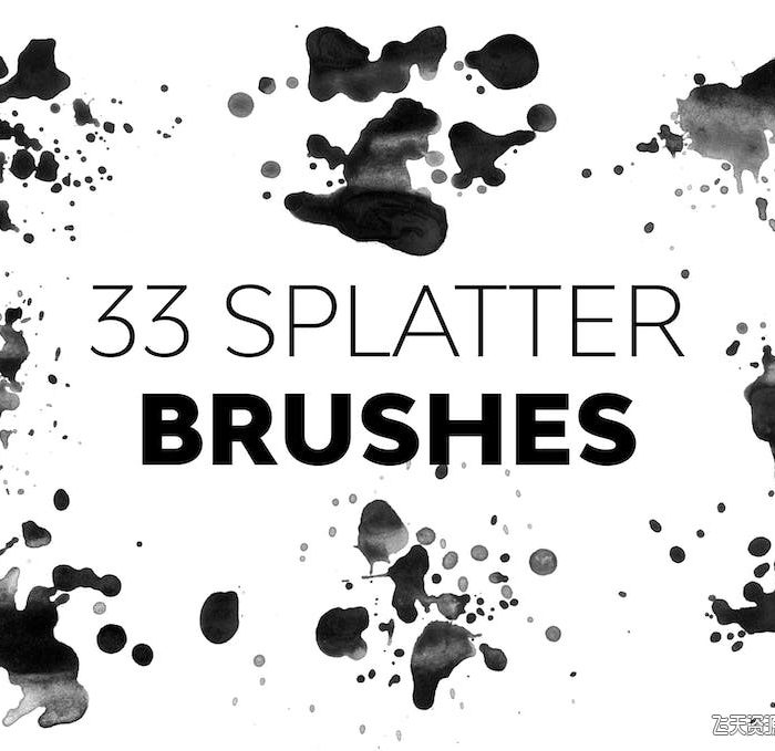 [水墨水彩笔刷][插件发布]33只水墨水彩飞溅PS笔刷