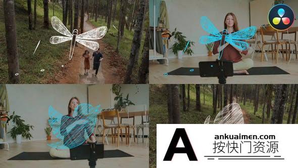 [DaVinci Resolve模板][教程发布]达芬奇绘制蜻蜓标志草图模板 Sketch Dragonfly Logo