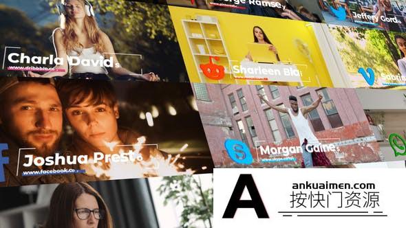 [DaVinci Resolve模板][教程发布]下三分之二的社交媒体文字标题达芬奇模板 Lower Thirds Social Media