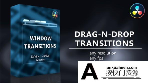 [DaVinci Resolve模板][教程发布]26个翻页窗口转场过渡预设达芬奇转场模板 Window Transitions for DaVinci Resolve