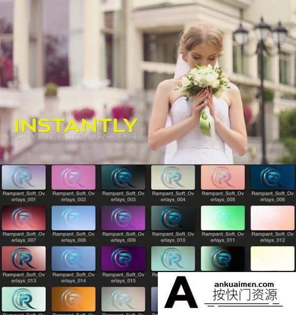 [FCPX发生器]FCPX插件：40组唯美柔和漏光小清新光效叠加预设