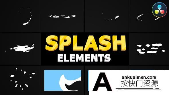 [DaVinci Resolve模板][教程发布]达芬奇手绘流体特效卡通MG动画模板 Hand-Drawn Liquid Splashes