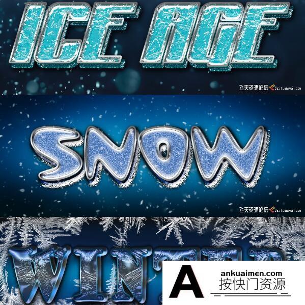 [字体样式][插件发布]冰雪字体效果PSD样式PS样机模型
