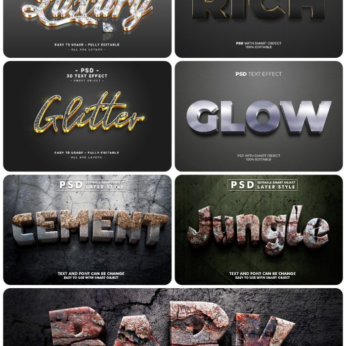 [3D样式][插件发布]3D文字效果PSD格式PS样式集 vol 86 Psd text effect set vol 86