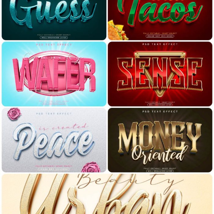 [3D样式][插件发布]3D文字效果PSD格式PS样式集 vol 61 Psd text effect set vol 61