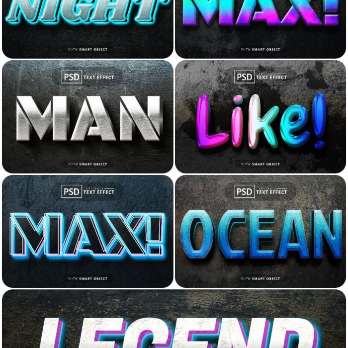 [3D样式][插件发布]3D文字效果PSD格式PS样式集 vol 101 Psd text effect set vol 101