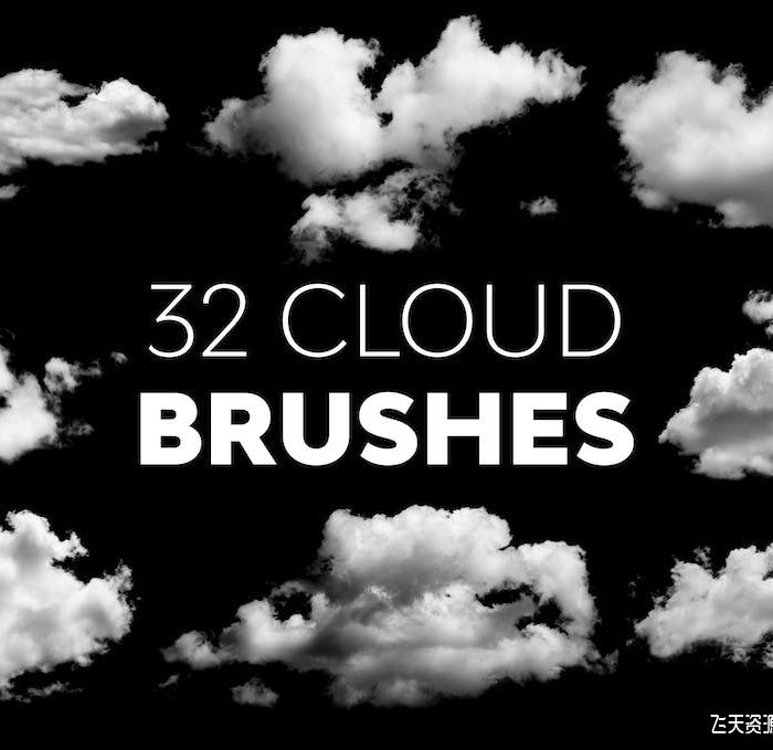 [星空云彩笔刷][插件发布]32组高清晰白云云朵笔刷 Cloud Brushes