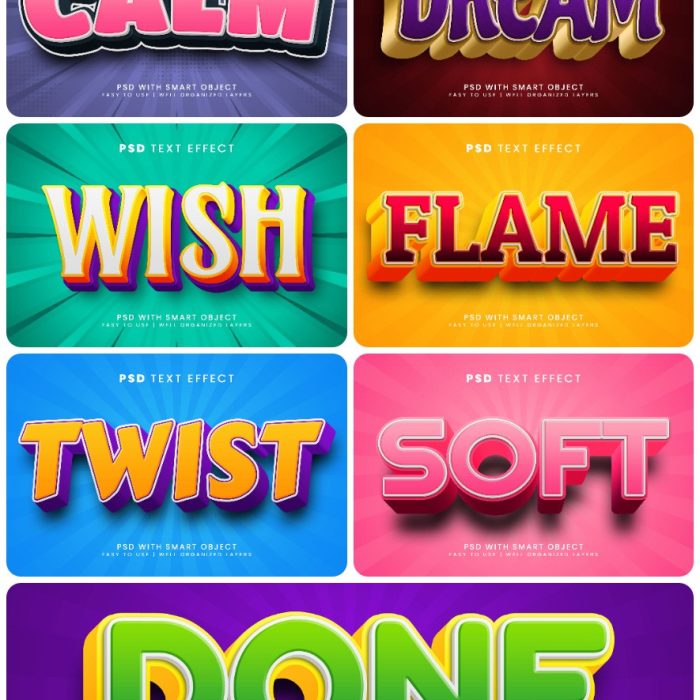 [3D样式][插件发布]3D文字效果PSD格式PS样式集 vol 85 Psd text effect set vol 85