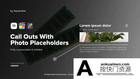 [FCPX标题字幕]FCPX插件-现代字幕标题模板Call Outs With Photo Placeholders