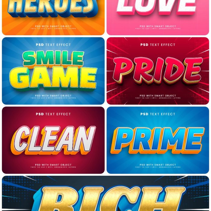 [3D样式][插件发布]3D文字效果PSD格式PS样式集 vol 83 Psd text effect set vol 83