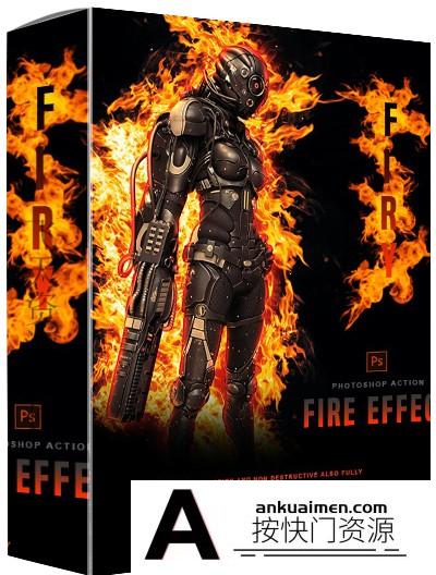 [PS动作下载]超酷火焰战争海报特效ps动作下载 Firy – Photoshop Action