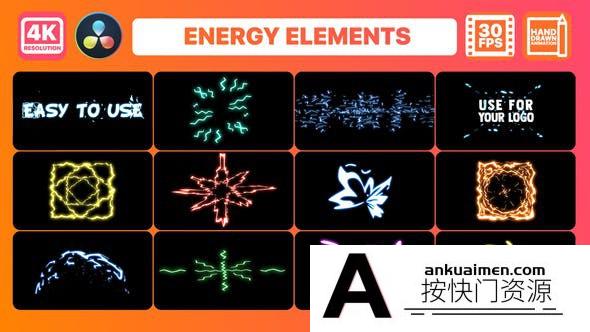 [DaVinci Resolve模板][教程发布]DaVinci Resolve的手绘电能效果视频模板 Electric Energy Elements