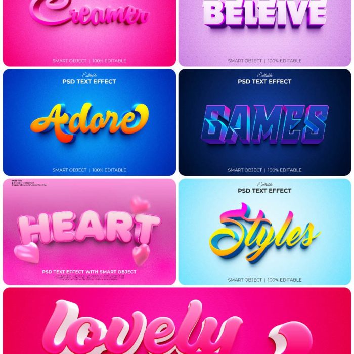 [3D样式][插件发布]3D文字效果PSD格式PS样式集 vol 54 Psd text effect set vol 54