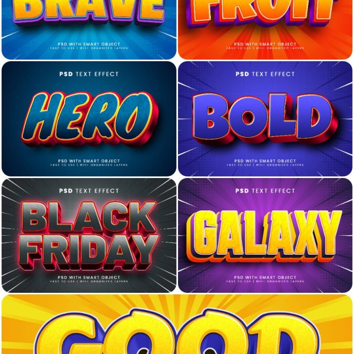 [3D样式][插件发布]3D文字效果PSD格式PS样式集 vol 148 Psd text effect set vol 148