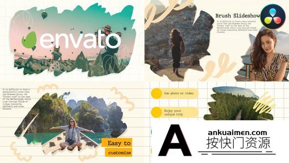 [DaVinci Resolve模板][教程发布]达芬奇多彩时尚幻灯片模版 Brush Slideshow for DaVinci Resolve