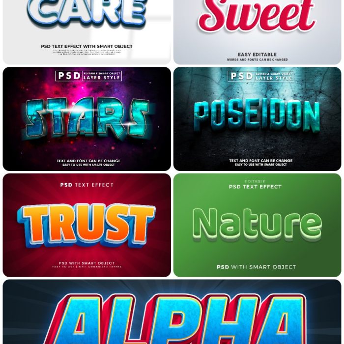 [3D样式][插件发布]3D文字效果PSD格式PS样式集 vol 80 Psd text effect set vol 80