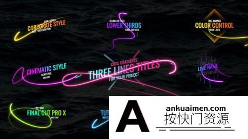 [FCPX标题字幕]FCPX插件-手绘荧光线条标题模板 Light Lines Titles 支持m1