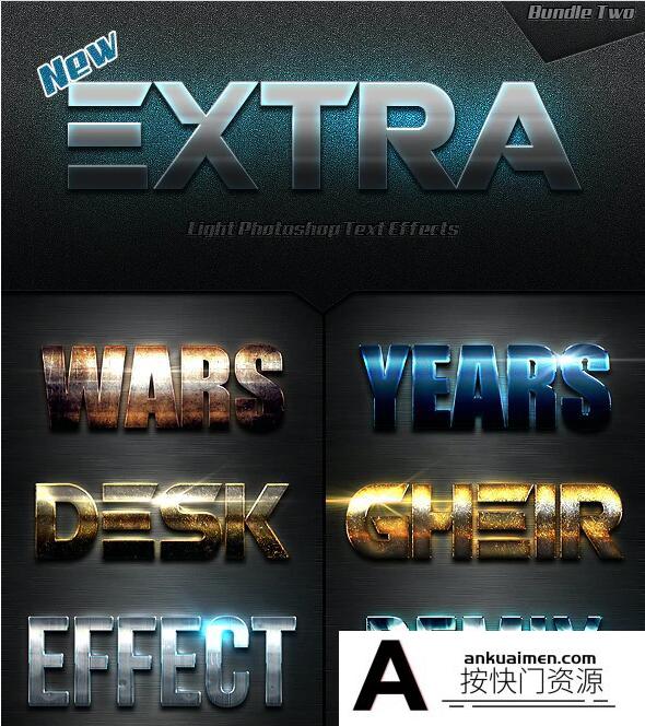 [字体样式][插件发布]高级电影标题效果PS样式合集二New Extra Light Text Effects Bundle Two
