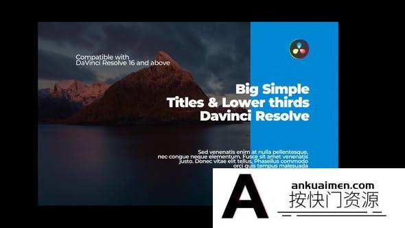 [DaVinci Resolve模板][教程发布]文字大标题DaVinci Resolve模板 Big Titles I DaVinci Resolve