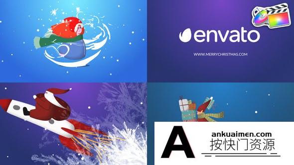 [DaVinci Resolve模板][教程发布]DaVinci Resolve 手绘卡通圣诞标志模板 Cartoon Christmas Logo