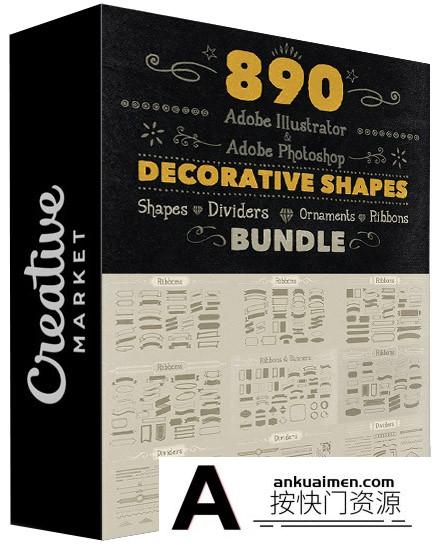 [PS形状下载]890个手写手绘图形装饰矢量形状6套合集