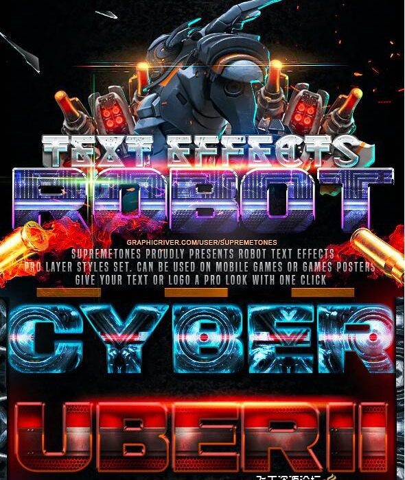 [金属样式][插件发布]机器人广告金属文本效果Photoshop样式 Robot Photoshop Text Effects