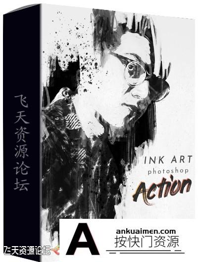 [PS动作下载]水墨艺术Photoshop的动作 Ink Art Photoshop Action(附视频教程)