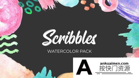 [DaVinci Resolve模板][教程发布]手绘水彩涂鸦素材包达芬奇模板 Scribbles. Watercolor Pack