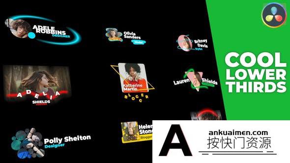 [DaVinci Resolve模板][教程发布]时尚视频博客酷炫三分之一标题达芬奇模板 Cool Lower Thirds