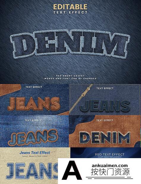 [纹理样式][插件发布]牛仔裤面料标贴文字效果样式 PSD格式