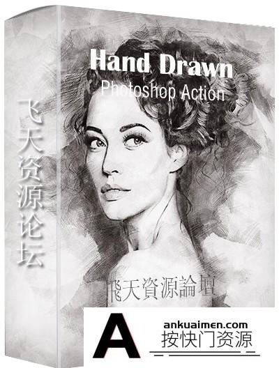 [PS动作下载]极品草图手绘动作 Hand Drawn Photoshop Action(附教程)